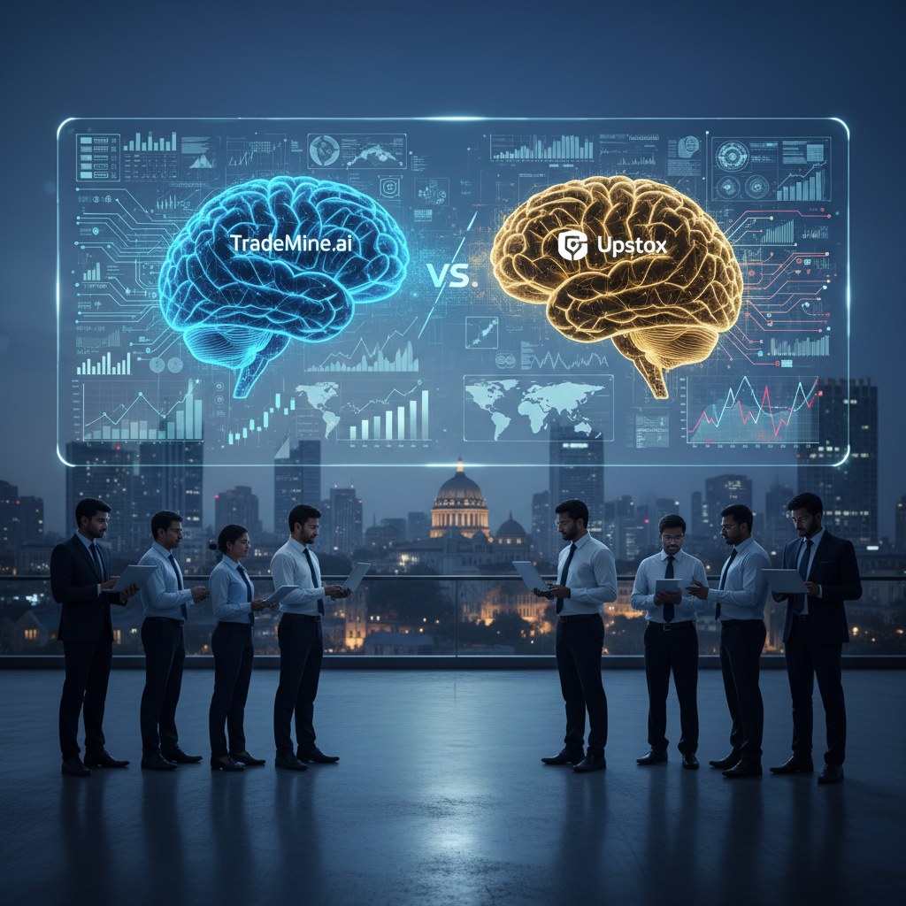 TradeMine.ai vs. Upstox: The Ultimate AI Stock Analysis — TradeMine AI