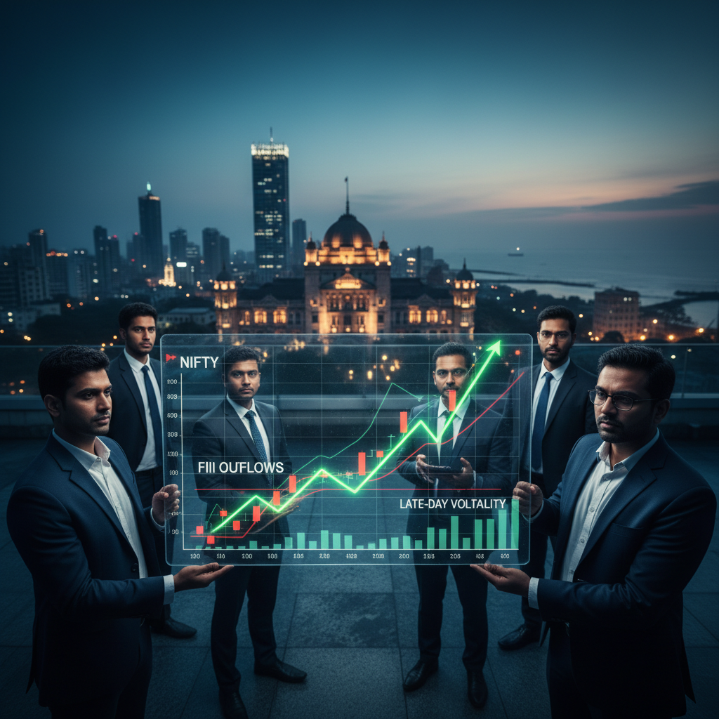 Nifty Holds Green Amid FII Outflows & Late-Day Volatility